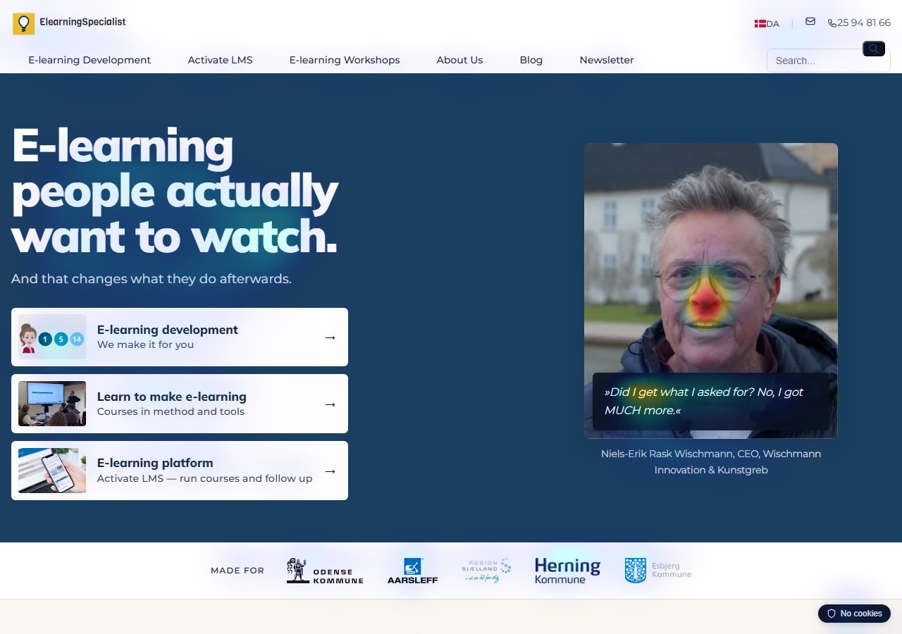 Attention heatmap over a web page — red means high predicted attention